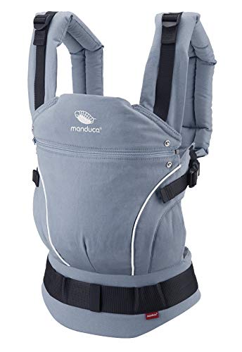 manduca First Baby Carrier > PureCotton < Mochila Portabebe Ergonomica, Algodón Orgánico, Extensión de Espalda Patentada, para Recién Nacidos y Bebés de 3,5 a 20 kg (PureCotton, Skyblue (azul claro))