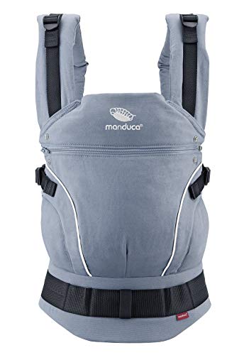 manduca First Baby Carrier > PureCotton < Mochila Portabebe Ergonomica, Algodón Orgánico, Extensión de Espalda Patentada, para Recién Nacidos y Bebés de 3,5 a 20 kg (PureCotton, Skyblue (azul claro))