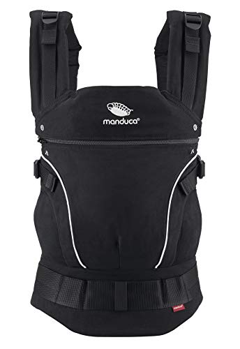 manduca First Baby Carrier > PureCotton < Mochila Portabebe Ergonomica, Algodón Orgánico, Extensión de Espalda Patentada, para Recién Nacidos y Bebés de 3,5 a 20 kg (PureCotton, NightBlack (negro))