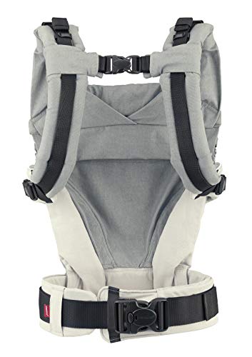 manduca XT Mochila Portabebe > Cotton grey/white < Portabebé con Anchura de la Base Regulable en Continuo, Algodón Orgánico, para llevar al Bebé Delante, a la Espalda, en la Cadera (3,5- 20kg)