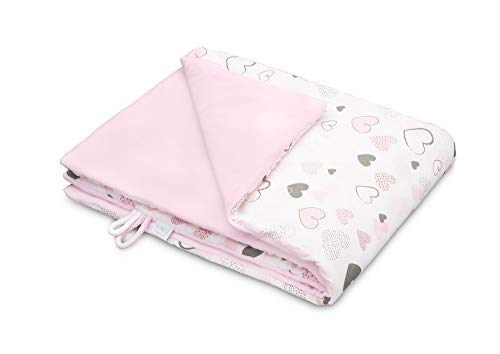 Manta para bebé EliMeli, 75 x 100 cm, forro polar muy suave, 100% algodón, relleno supercristalino, de alta calidad, perfecta para bebés rosa Light Pink - Hearts