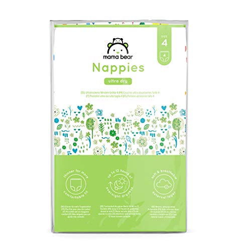 Marca Amazon- Mama Bear Pañales ultra-secos Talla 4 (8-14 kg) - con canales de aire- 4 pañales