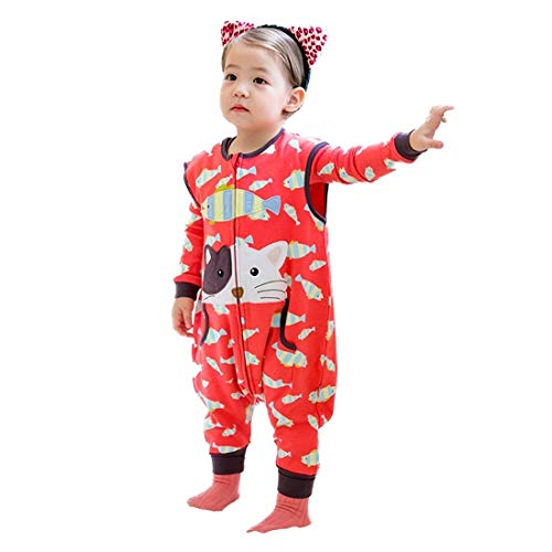 Mariisay Bebé Niños Saco De Dormir Casual Mamelucos Chic Con Patas Pijamas De Algodón Para Niños Niñas Dinosaurio Azul L (Color : Pink, Size : S)