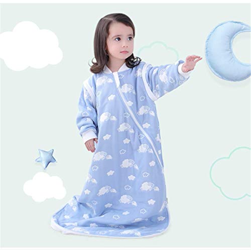 Mariisay Saco De Dormir De Bebé Chic Para Casual Todas Las Estaciones Con Manga Larga Desmontable 1.5 Tog Saco De Dormir De Otoño Para Niños Pequeños 100% Algodón Para Niño Y Niña Oveja Azul 85 Aro De