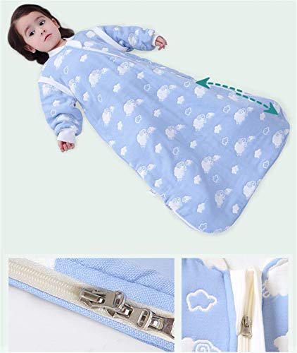 Mariisay Saco De Dormir De Bebé Chic Para Casual Todas Las Estaciones Con Manga Larga Desmontable 1.5 Tog Saco De Dormir De Otoño Para Niños Pequeños 100% Algodón Para Niño Y Niña Oveja Azul 85 Aro De