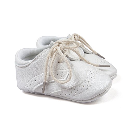 Matt Keely Bebé Niños niñas Suela Blanda Zapatos Bebe niña Infantil Zapatos con Cordones Blanco 0-6 Meses