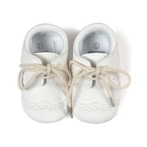 Matt Keely Bebé Niños niñas Suela Blanda Zapatos Bebe niña Infantil Zapatos con Cordones Blanco 0-6 Meses