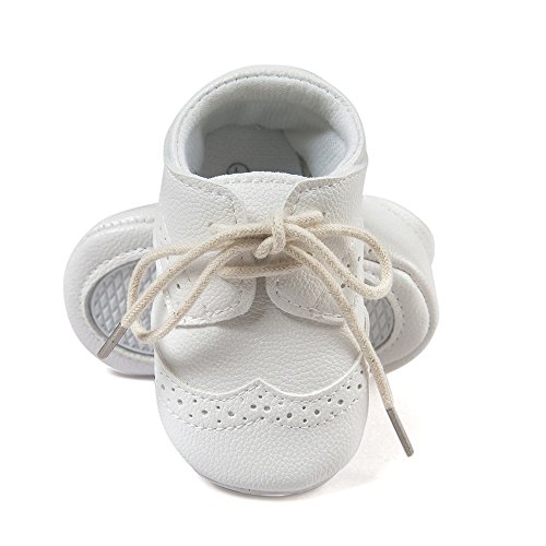 Matt Keely Bebé Niños niñas Suela Blanda Zapatos Bebe niña Infantil Zapatos con Cordones Blanco 0-6 Meses