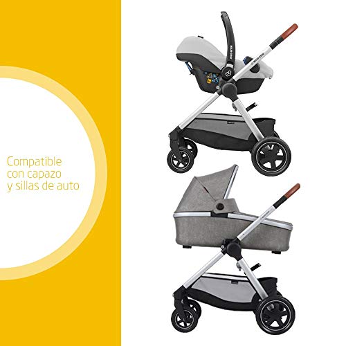 Maxi-Cosi Adorra Carrito bebé recién nacido hasta 3,5 años, Cochecito Plegable y Reclinable en posición acostada, hamaca acolchada e gran cestilla de compra, color Nomad grey