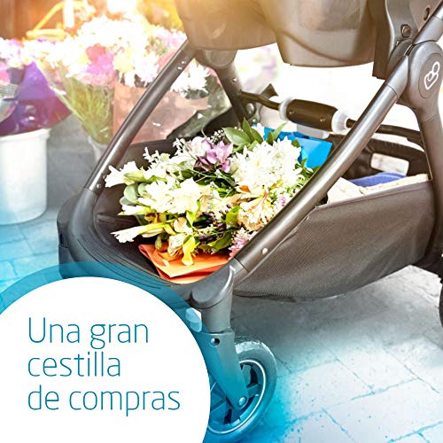 Maxi-Cosi Adorra Carrito bebé recién nacido hasta 3,5 años, Cochecito Plegable y Reclinable en posición acostada, hamaca acolchada e gran cestilla de compra, color Nomad grey