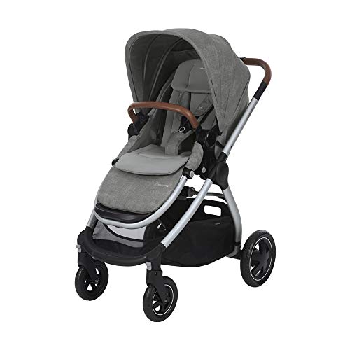 Maxi-Cosi Adorra Carrito bebé recién nacido hasta 3,5 años, Cochecito Plegable y Reclinable en posición acostada, hamaca acolchada e gran cestilla de compra, color Nomad grey