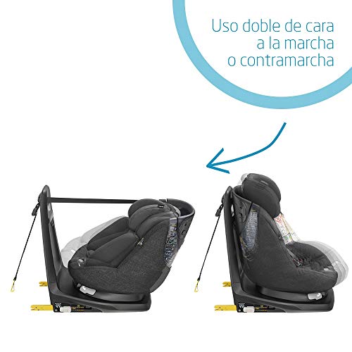 Maxi-Cosi Axissfix Plus Silla de coche giratoria 360° isofix, Silla auto reclinable y contramarcha, con reductor bebé recién nacido, 0 meses- 4 años, color Nomad Black