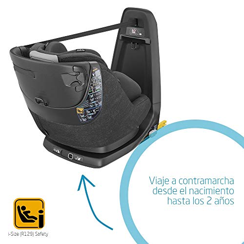 Maxi-Cosi Axissfix Plus Silla de coche giratoria 360° isofix, Silla auto reclinable y contramarcha, con reductor bebé recién nacido, 0 meses- 4 años, color Nomad Black