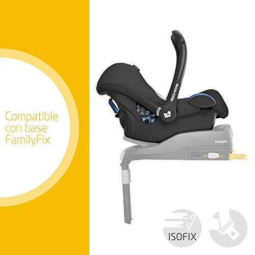 Maxi-Cosi CabrioFix Silla coche bebé, Silla de auto infantil Reclinable y de Alta Seguridad, Portabebé 0-12 Meses, 0-13 kg, Color Essential Black