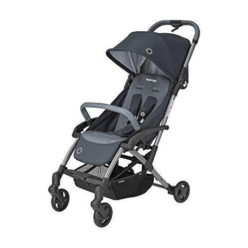 Maxi-Cosi Laika 2 Cochecito bebé plegable con una sola mano, ligero y compacto, hamaca alta y reclinable con posición para dormir, burbuja de lluvia includida, Essential graphite