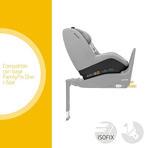 Maxi-Cosi Pearl Smart I-Size Silla coche bebé contramarcha y reclinable, se utiliza en combinación con la base isofix FamilyFix One i-Size, Silla auto bebé 6 meses - 4 años, color Nomad grey