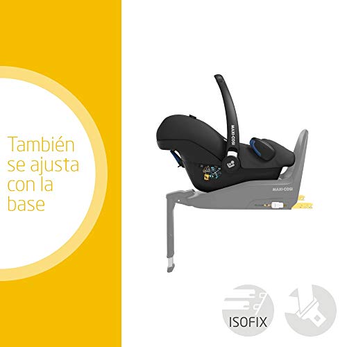 Maxi-Cosi Rock i-Size Silla Auto Grupo 0+, Portabebé Aprobado para viajar en avion, Silla coche bebé recién nacido hasta 12 meses, color Essential Black