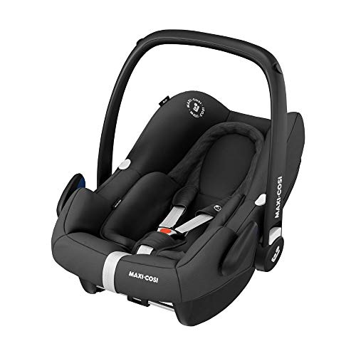 Maxi-Cosi Rock i-Size Silla Auto Grupo 0+, Portabebé Aprobado para viajar en avion, Silla coche bebé recién nacido hasta 12 meses, color Essential Black