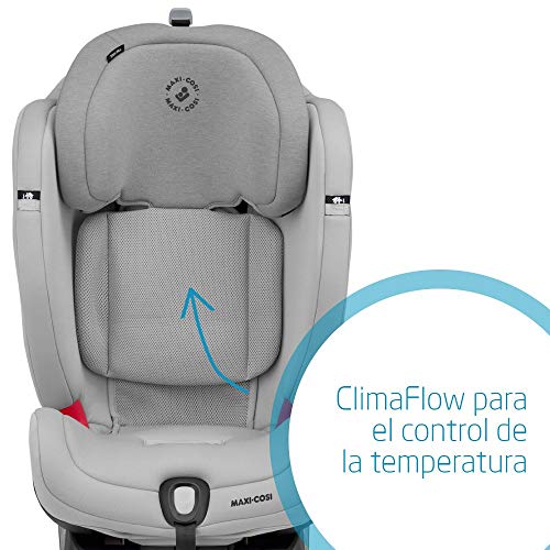 Maxi-Cosi Titan Plus Silla coche bebé grupo 1 2 3 isofix, 9-36 kg, auto bebé reclinable con reductor y Clima Flow para el control de la temperatura, crece con el niño 9 meses - 12 años, color Gris