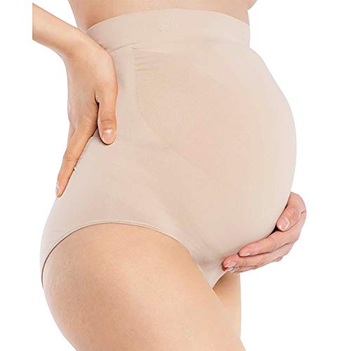 +MD Braguitas para premamá Mujeres Maternidad Bragas Calzoncillo Ropa Interior Embarazada con Cintura Alta Apoyar el Abdomen NudeM