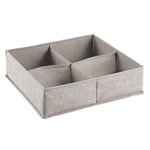 mDesign Organizador para bebés – Gran caja organizadora con cuatro compartimentos, ideal para pañales, toallitas, etc. – Organizador de juguetes y artículos de bebés – Color: gris