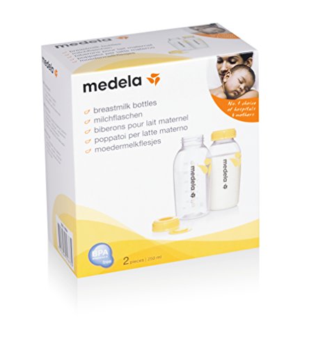 Medela 0080137 Pack de 2 Botellas Biberón para Leche Materna, 250 ml, Amarillo