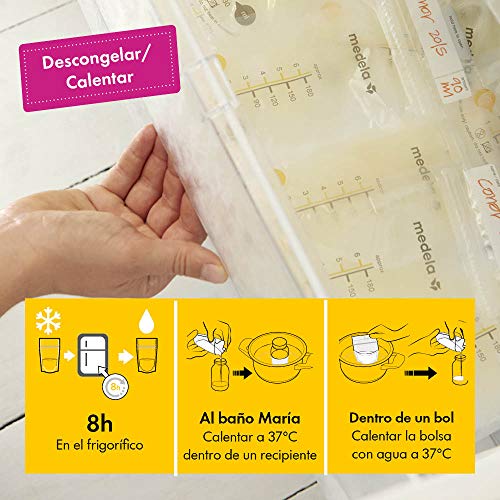 Medela 187126 Bolsas de Almacenamiento para Conservar y Congelar Leche Materna, 25 Unidades, Blanco