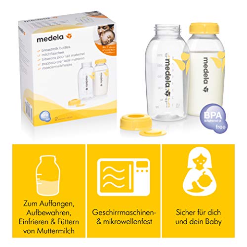 Medela - Biberones para leche materna (250 ml, sin BPA, 2 unidades)