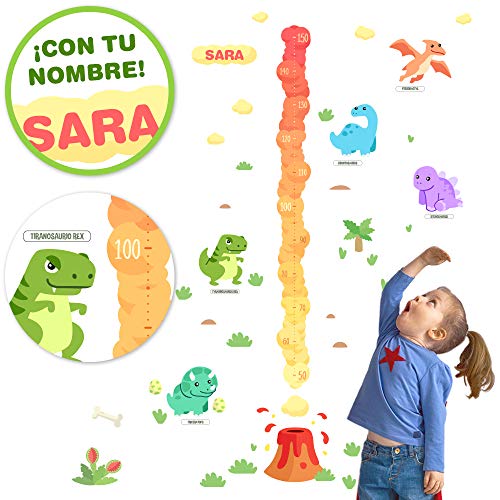 Medidor de altura PERSONALIZADO con nombre para pared | Dinosaurios para dormitorio de niños