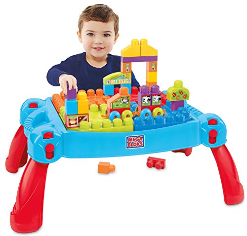 MEGA- Build ’n Learn Table Mesa Preescolar 3 en 1, Multicolor (Mattel CNM42)