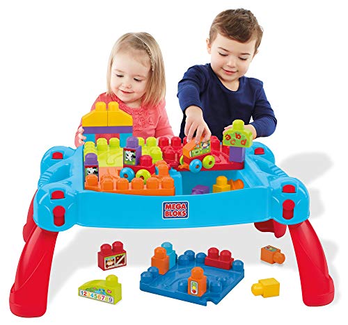 MEGA- Build ’n Learn Table Mesa Preescolar 3 en 1, Multicolor (Mattel CNM42)