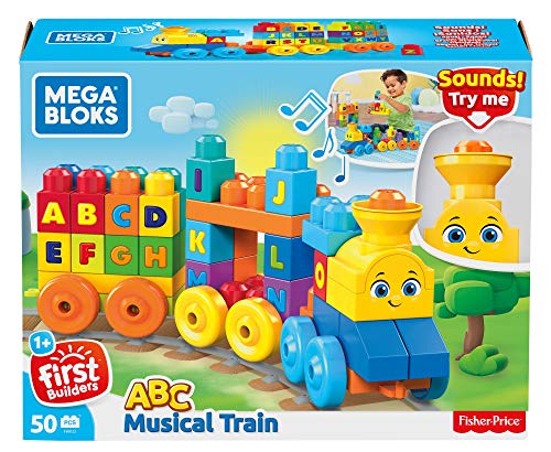 Mega-FWK22 Tren musical ABC 50 Piezas, multicolor (Mattel FWK22)