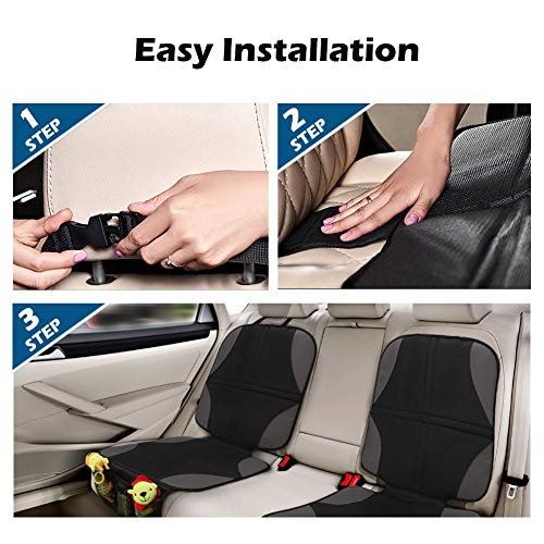 Meinkind 2Pcs Protector Asiento Coche Silla Bebe, Protector Asiento Coche Impermeable, Tamaño Universal Funda Asiento Coche con Organizador Bolsillos, Cubre Asientos Coche Perro de Alta Calidad, Negro