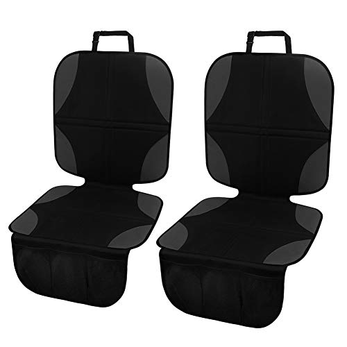 Meinkind 2Pcs Protector Asiento Coche Silla Bebe, Protector Asiento Coche Impermeable, Tamaño Universal Funda Asiento Coche con Organizador Bolsillos, Cubre Asientos Coche Perro de Alta Calidad, Negro