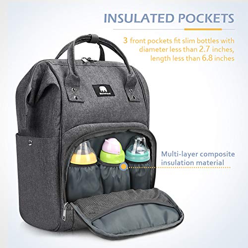 Meinkind Bolso-Mochila Bebe, Mochila Carrito Bebe Mamá Viajar, Bolso Carro Bebe Multifuncional Portátil, Mochila Bebe para Pañales y Biberones Térmicos, Oxford Bolso Bebe con Gran Capacidad, Gris