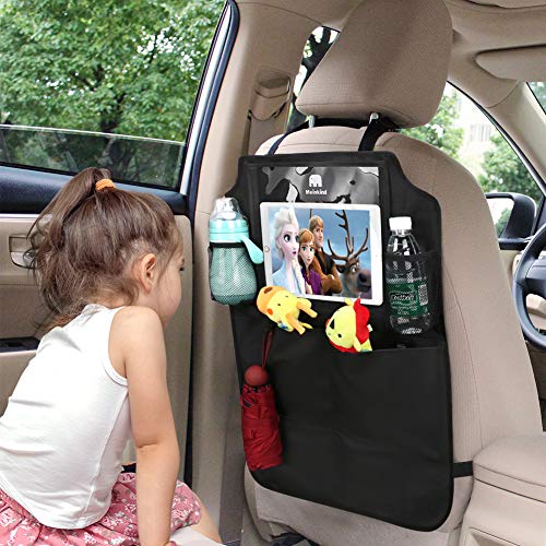 Meinkind Organizador Coche, Impermeable Protector Trasero del Asiento de Coche, Protector Asiento Coche niños, 2 Pack Kick Mats para Bebe, Multi-Bolsillo Organizador Asiento Coche - Soporte de Tablet