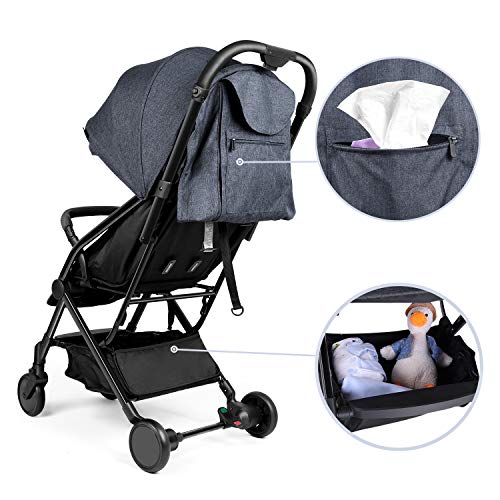 Meinkind Silla de Paseo Plegable Compacta Ultra Ligera de 5,9kg, Cochecito de Portátil, (Nacimiento a 22 kg), Silla Paseo Ligera Plegable con Una Mano, Arnés de Cinco Puntos, Respaldo Reclinable, gris