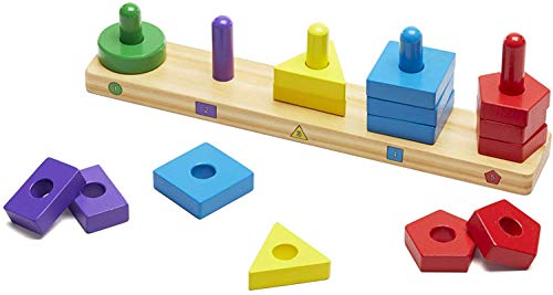 Melissa & Doug- Stack & Sort Board Tablero para Apilar y Clasificar, Multicolor (379)