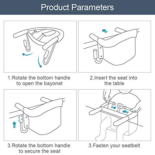 Mesa Asiento de mesa para bebé – plegable Trona de Viaje Arnés de 5 puntos, Sillita para bebé ajustable a la mesa …