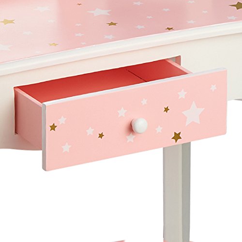 Mesa de tocador rosa de madera con espejo y banqueta de Teamson Kids TD-11670K