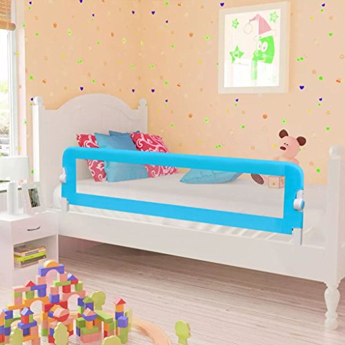 mewmewcat Barandillas de la Cama 150 cm para bebés,Barandilla Plegable de La Cama Infantil portátil y Estable, Barrera de Seguridad,Color Azul