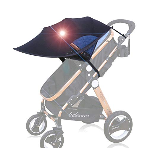 MHOYI Toldo Protector Solar Universal para Cochecitos Capazos Carrito de Bebé Sillas de Paseo Sombrilla Parasol Protección UV (Negro 1)