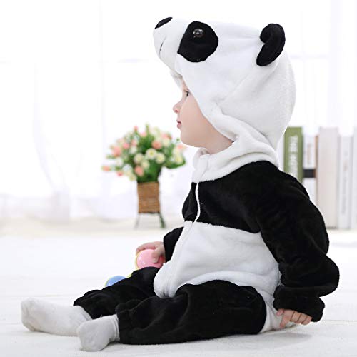 MICHLEY Bebé Ropa Mameluco Niños Niñas Pelele Pijama de Primavera y otoño Franela Traje de Animales Panda-70cm