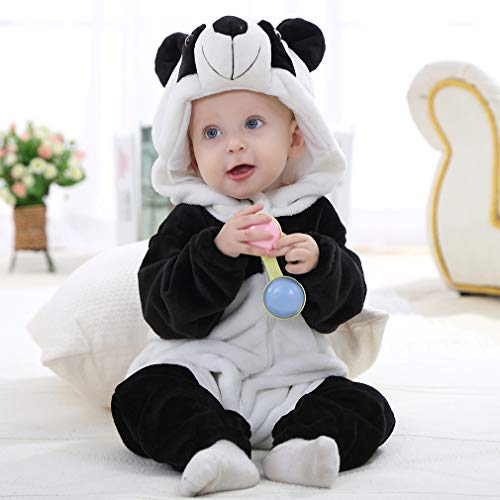 MICHLEY Bebé Ropa Mameluco Niños Niñas Pelele Pijama de Primavera y otoño Franela Traje de Animales Panda-70cm