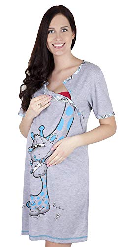 Mija - 2 en 1 Camisón de Maternidad & Alimentación/amamantamiento 2050 (EU 42, Turquesa)