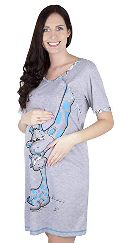 Mija - 2 en 1 Camisón de Maternidad & Alimentación/amamantamiento 2050 (EU 42, Turquesa)