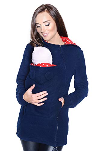 Mija Arts Sudadera con capucha polar cálida de maternidad para portabebés para mujer 36 / S Azul oscuro