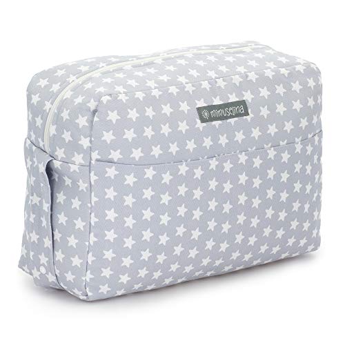 Mimuselina Bolsa de Maternidad | Bolso Organizador Productos Bebé, Bolsa Maternal para Hospital y para Silla de Paseo, Impermeable, Espaciosa, Práctica y Cómoda, Estampado Estrellas Gris, 40x28x14