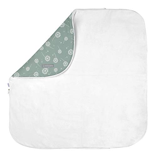 Mimuselina Saco Manta Bebé | Manta y Saco Carrito Bebé Invierno con Cremallera, Saco para Capazo o Cuna, Suave y Aterciopelado, Estampado Diente de León Menta, 93x93 cm