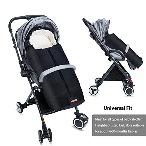 Minetom Saco de Invierno Universal para Cochecito Saco de Dormir para Bebé Saco para Pies de Bebés Protección Antideslizante Cálido Vello de Cordero Suave y Material Impermeable - Ideal para Bebés